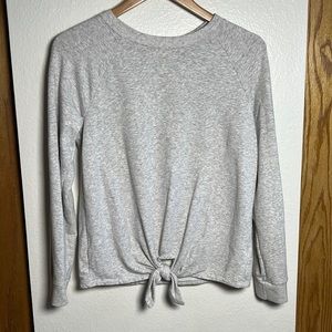 Grey sweatshirt with tie front